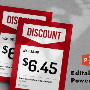 Etiqueta de descuento, Etiqueta de precio, Editable en PowerPoint, Oferta de precio, A4, Carta EE.UU.
