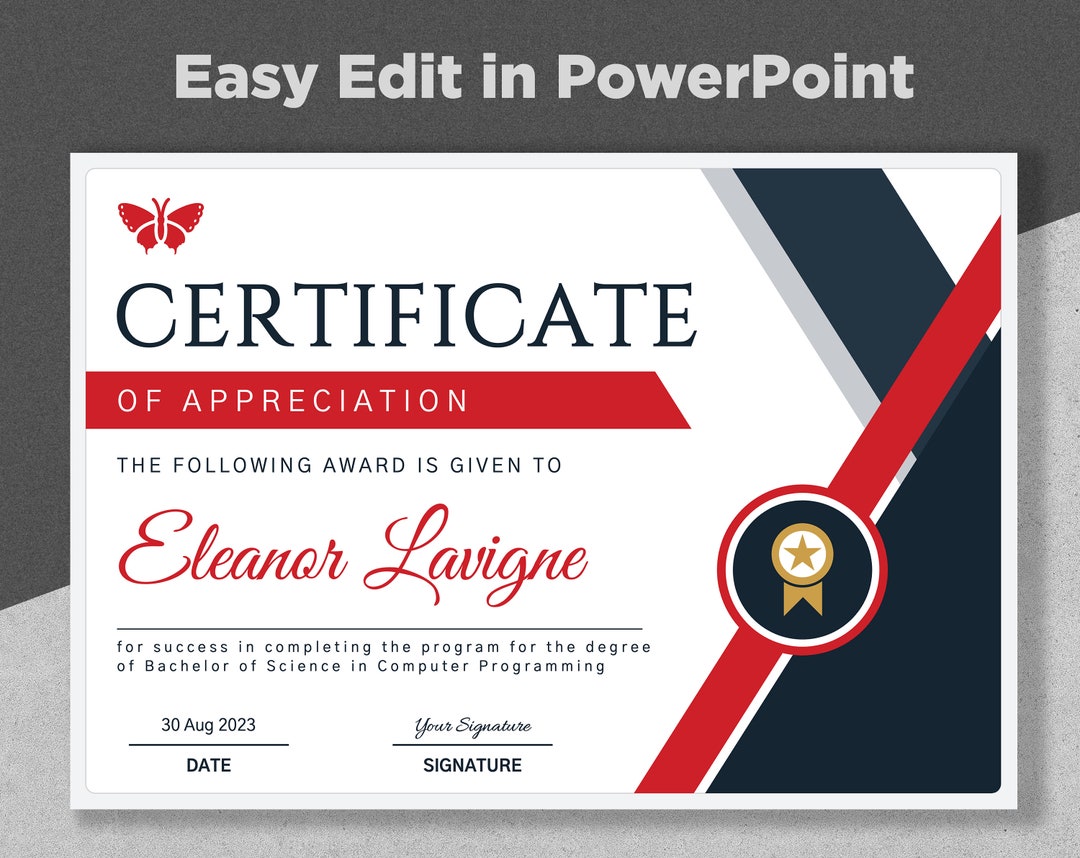 Editable Certificate Template Powerpoint Certificate of Etsy