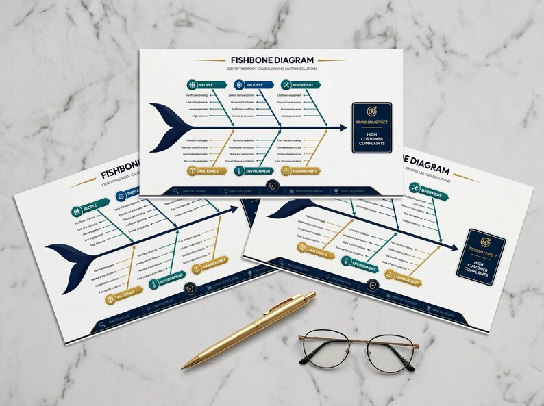 Fishbone Paper Powerpoint Fishbone Diagram Template-03, Editable in Powerpoint - Etsy
