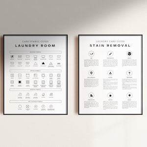 Laundry Room 2 Print Set, Printable Art, Laundry Wall Decor, Laundry Symbols Guide, Laundry Care, Laundry Room Art, Stain Removal, Light
