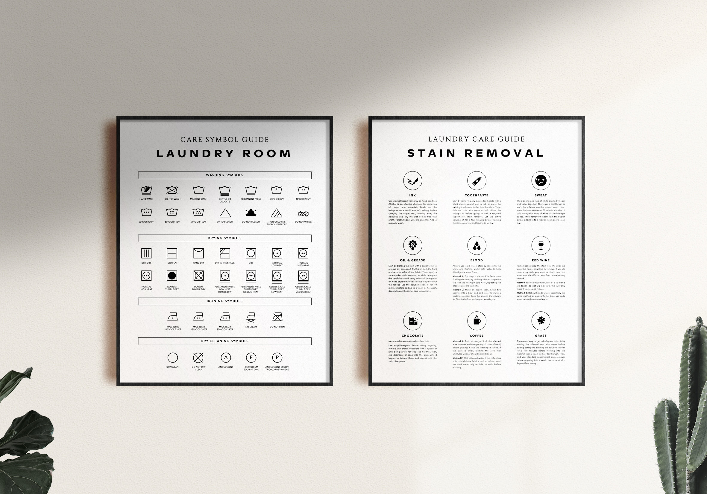Laundry Room 2 Print Set, Printable Art, Laundry Wall Decor, Laundry Symbols Guide, Laundry Care, Laundry Room Art, Stain Removal, Light
