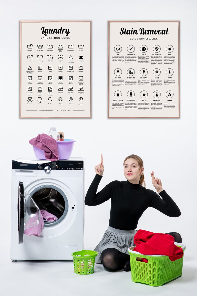 Laundry Symbols Wall Art: Modern and Minimalist Design - Etsy