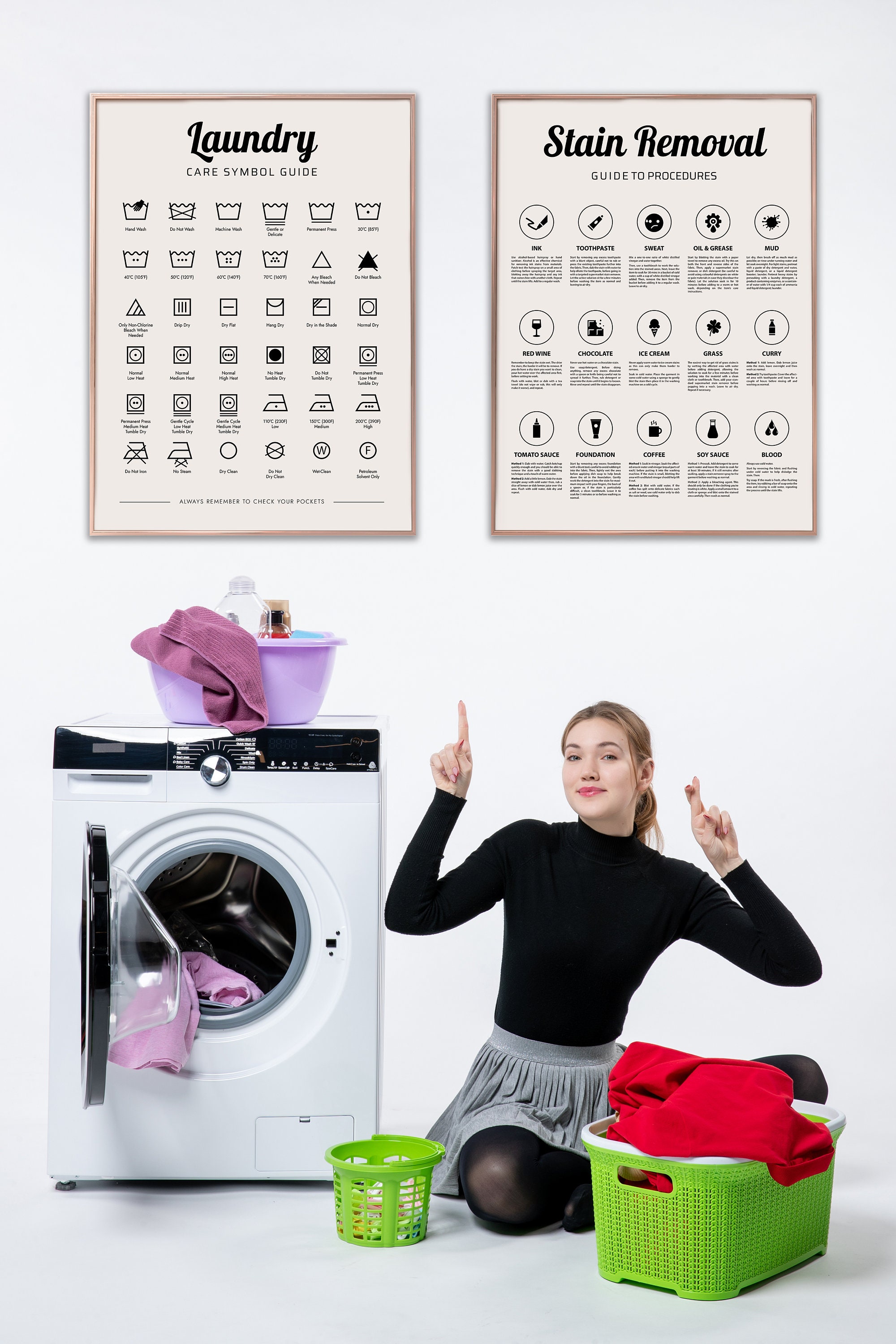 Laundry Symbols Wall Art: Modern and Minimalist Design - Etsy
