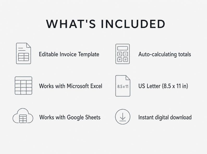Invoice Template Editable | Small Business Invoice Excel & Google ...
