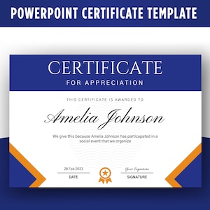 Editable Certificate Template PowerPoint, Certificate of Achievement, Minimalist, Completion, Award, Training.