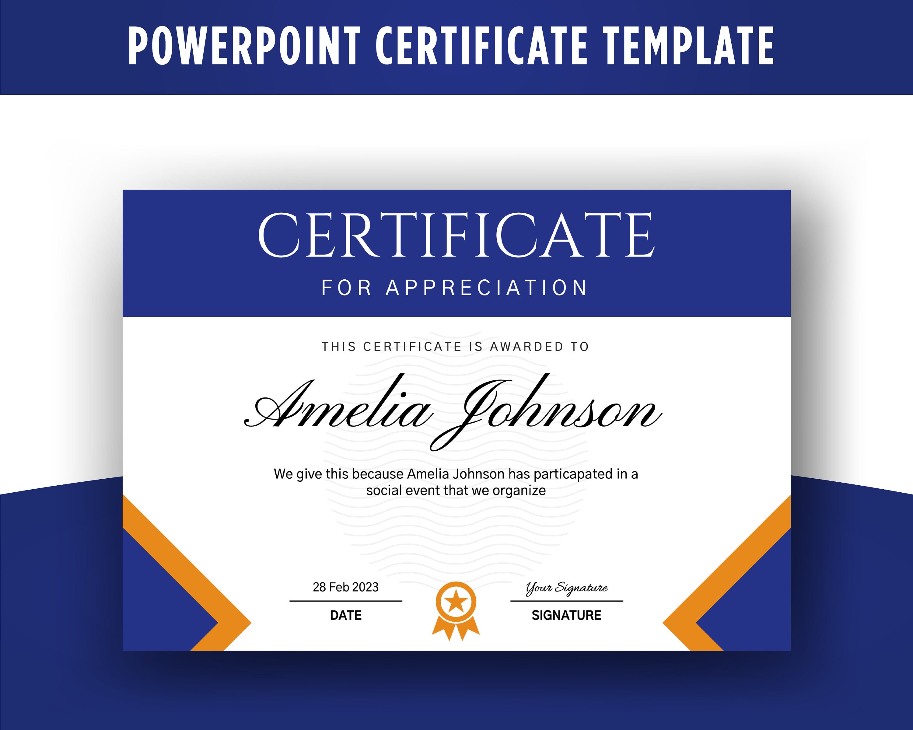 Editable Certificate Template Powerpoint Certificate Of Etsy