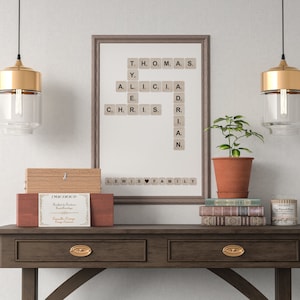 Scrabble name board, Custom Scrabble Letters, Editable Scrabble Print, Family Name Sign, Crossword Print, Name Puzzle, Best Friend Gifts
