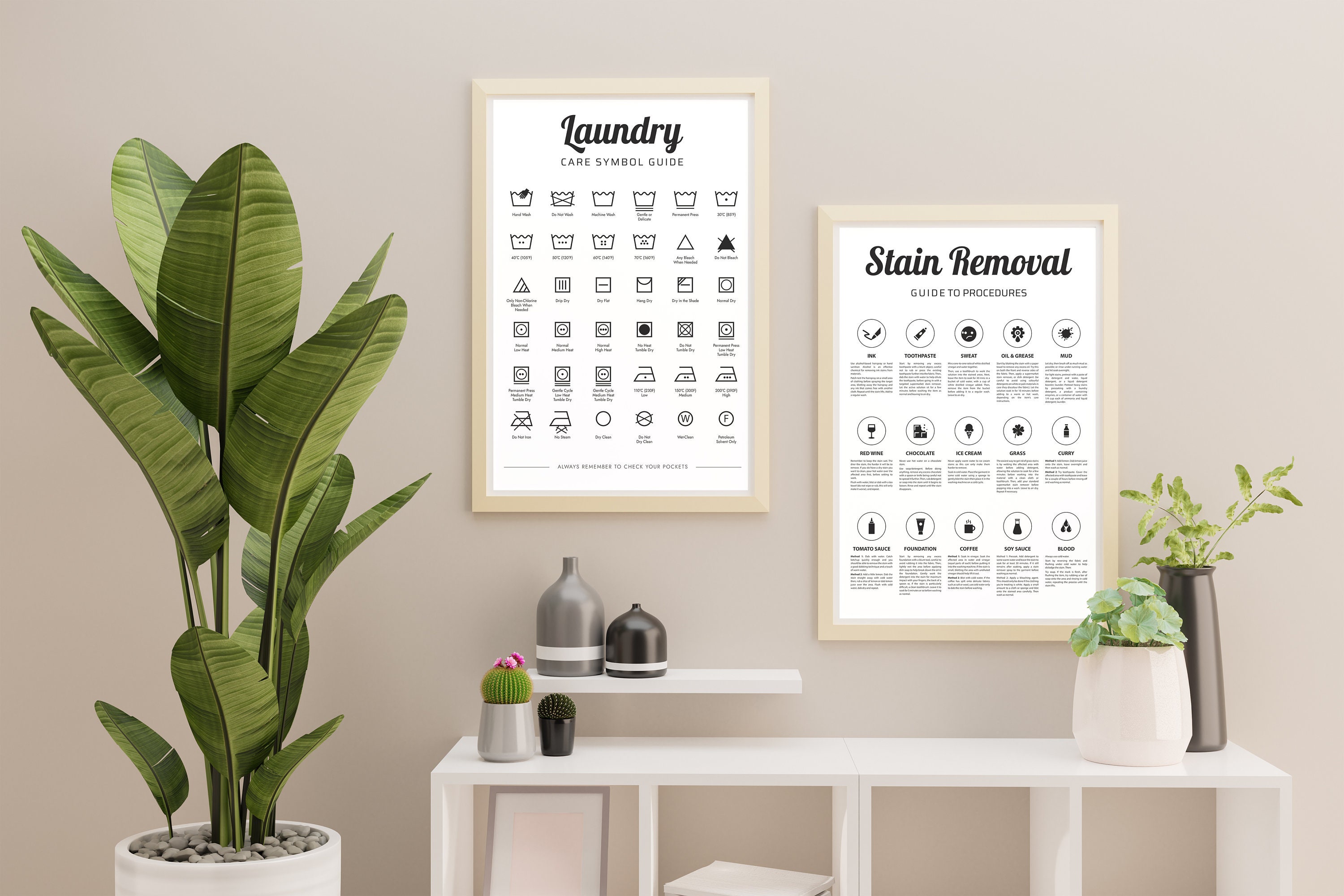 Laundry Symbols Wall Art Modern and Minimalist Design Etsy