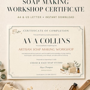 Editable Soap Making Workshop Certificate Template, PowerPoint, A4 and US Letter