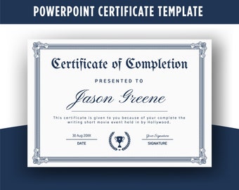 Editable Certificate Template-25, PowerPoint, Certificate of Achievement, Completion, Award, Training.