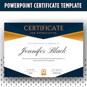 Modelo de certificado editável PowerPoint, certificado de realização, conclusão, prêmio, treinamento.