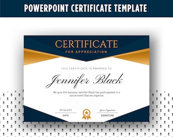 Editable Certificate Template PowerPoint, Certificate of Achievement, Completion, Award, Training.