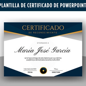 Español, Planta de certificado editável PowerPoint, Certificado de logro, Finalização, Prêmio, Capacitação.