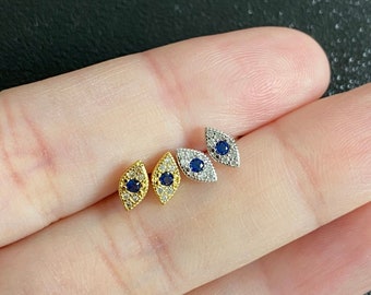 Sterlingzilveren oorknopjes Tiny Evil Eye, duivelsoog-oorbellen, kleine oorknopjes, zilveren stekers