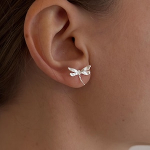 Sterlingzilveren libelle-oorknopjes, delicate insectensieraden