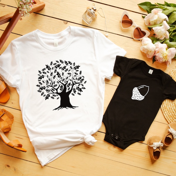 Matching Dad And Baby T-Shirts, Father's Day Matching Shirts, Daddy And Kid Tee, Acorn Tree Shirt, Acorn Shirt, Mom Gift Shirt