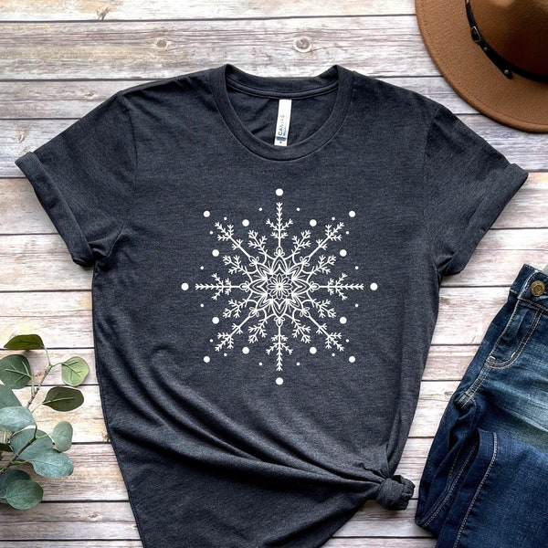 Snowflake T-Shirt, Christmas Shirt, Holiday Party Shirt, Women Christmas Shirt, Snowflake Winter Sweatshirt, Clearance Shirt