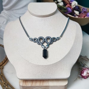 Black Crystal Snake Necklace | Wicca | Gothic | Alternative | Witch