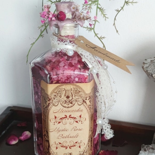 Mystic Rose Badesalz | Badezusatz | Wellness | Geschenk | Handmade | Vegan | Apothekerflasche