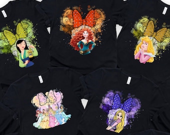 Disney Princess Characters Shirt, Disneyland Trip Tee, Belle, Tiana, Elsa, Anna, Jasmine, Ariel