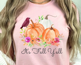 It's Fall Y'all Graphic Tee, Autumn Pumpkin Shirt