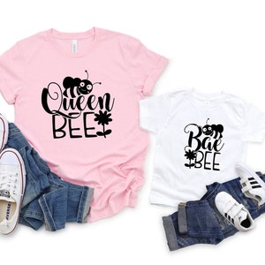 Queen Bee, Bae Bee, Mommy and Me Outfits, Matching Family Shirts, Mother Daughter Matching Shirts, Mother Son Set, Family Sets, Bee Baby