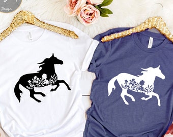 Floral Horse T-Shirt: Animal Lover Gift, Bella-Canvas Tee