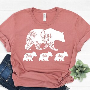 Camiseta personalizada de Mamá Osa: Regalo con los nombres de los nietos de la abuela/Gigi