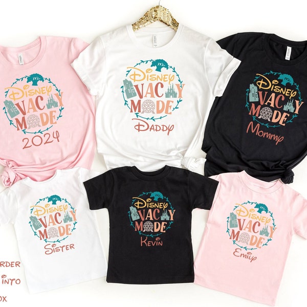 Disney Vacay Mode family personalized Shirt, Vacation shirt,Gift for Mom,Kids Shirt,Matching Family Retro shirt,mom dad kids and baby shirts