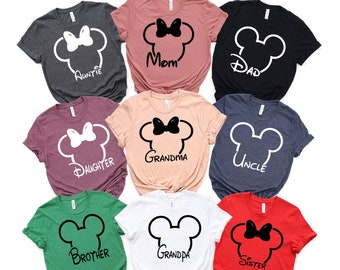 Camisetas de Mickey y Minnie Mouse para vacaciones familiares, viaje a Disneyland, camisetas para viajes familiares a Disney