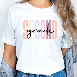 Retro Second Grade Teacher Shirt: Cotton Blend Crew Tee