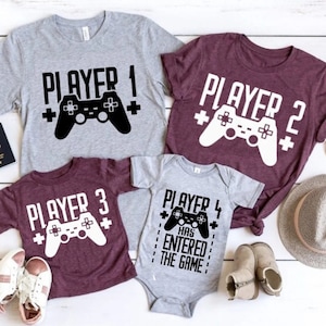 Player 1 Player 2,3,4 Matching Shirts Dad and Son Matching Gaming Shirts Gamer Shirt Gaming Remote Matching Shirt Video Game Matching Shirts