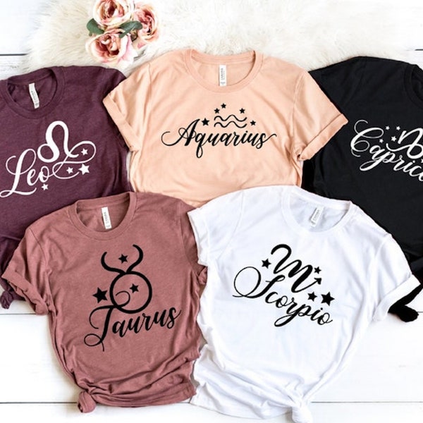 Custom Zodiac Sign Family Shirts, Horoscopes Tee, Scorpio Tshirt, Scorpio T-shirt, Virgo Sign T-shirt, Astrology Shirt, Libra Zodiac Shirt