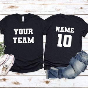Custom Sports T-Shirt Front Back Name and Number,Your Team Your Name and Number,Personalized Sports Shirt Family,Customized Text Number Tees