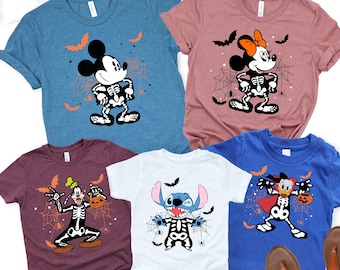 Camiseta de esqueleto de Halloween de Disney, camisetas familiares a juego