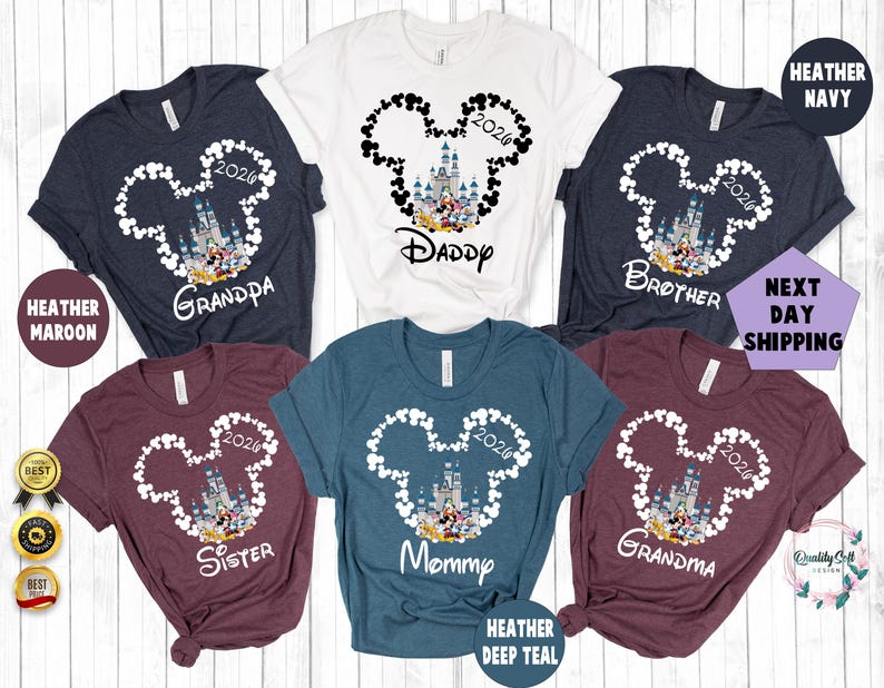 Custom Disney Family Vacation 2026 Shirt, Matching Outfits, Disneyland castle tee image 1
