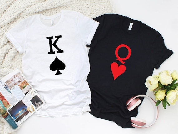 King couple matching shirt, couple matching outfits, Couple Queen of Hearts, Honeymoon Quotes Tee,Matching tees,Gift for Her