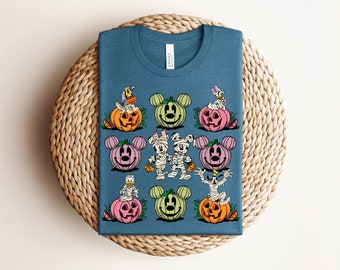 Disney Halloween Tee, Pumpkins with Costumes, Funny Halloween Shirt