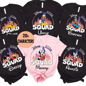 Custom Name Disney Squad T-Shirts, Disney characters Shirt, Disney Family Trip Shirt, Walt Disney World Shirt, Disney Family Matching Tee image 2