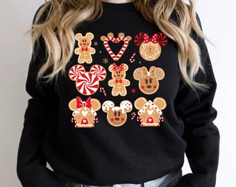 Mickey and Minnie Gingerbread Sweatshirt, Christmas sweatshirt, Disney minnie sweatshirt, Christmas Party sweathirt, Disney sweatshirt