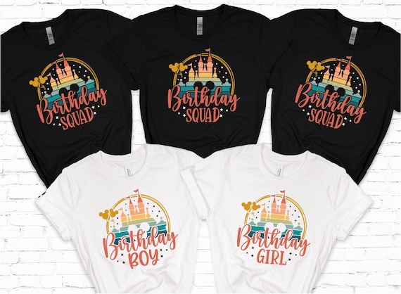 Disney Rainbow Birthday girl and birthday squad Shirt, Birthday boy Disney Shirt, Disney squad shirt, Disney Birthday Party Shirts