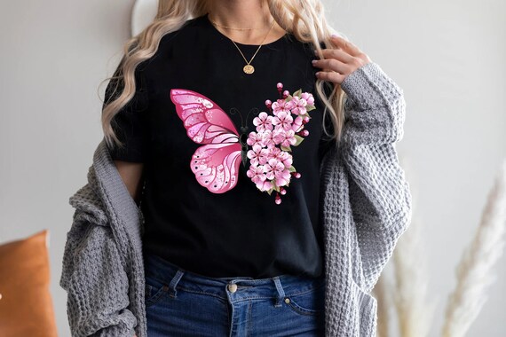 Floral Butterfly Shirt, Boho Shirt, Motivational Shirt, Womens Shirt, Retro Shirt, Floral Tshirt