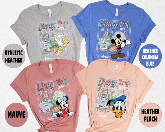 Custom Disney Trip Family 2026 Shirts, Disneyworld Shirts, Disney characters shirt, Disney trip Family shirt, disney shirts