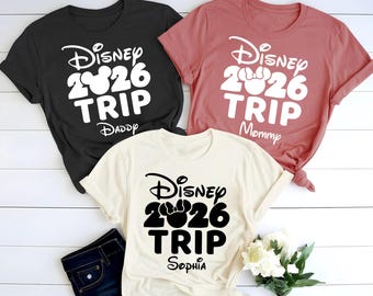 Camiseta personalizada para viaje familiar a Disney 2026, atuendo para viaje familiar, camisetas familiares de Disneyland, camisetas de Disneyworld 2026, camiseta personalizada de Disney