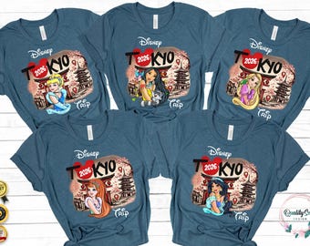 Disney Tokyo All Princess characters trip shirt, Disney Princess Shirt, Disneyland princess shirts, Disney tokyo Shirt, Disney trip shirts