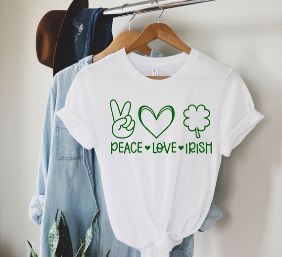 Peace Love Irish St Patricks Day Shirt | St Patrick's day Luck Tee | Irish Girl shirts | Shamrock Shirt | Irish St Paddy Day