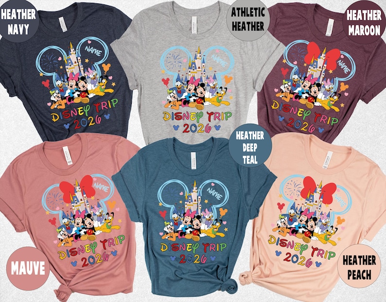 Disney Trip 2026 Matching Family Shirts, Disney Family Personalized Shirt, Disneyworld 2026 shirt, Minnie and mickey Shirt, Matching disney image 5