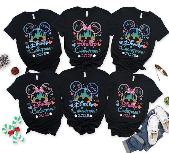 Disney Christmas 2025 Personalization Shirts, Disney Family Shirts, Disney Christmas Vacation T-shirt,Disney Couple Shirt,Disney Trip Shirts