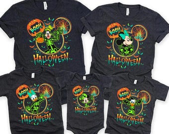 Camisetas de personajes de Halloween de Disney, Minnie esqueleto, Mickey, Daisy, Donald, Goofy, Pluto, Camiseta de disfraz familiar de Halloween, Camisetas de Halloween de Disney
