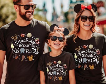 Camiseta Disney Snacking Around the World, camiseta de Epcot, camisetas familiares Disney a juego